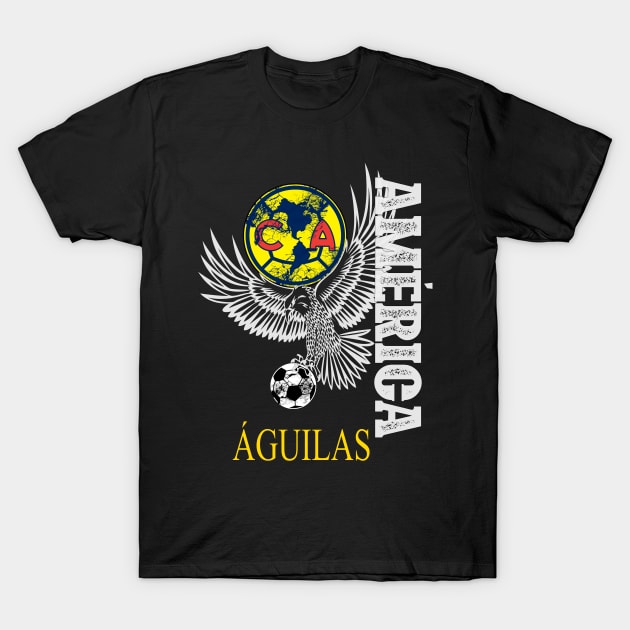 Aguilas del america escudo logo diseño estilo desgastado T-Shirt by soccer t-shirts